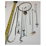 Vtg Silver toned necklaces, pendant chains