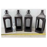 4-matte black metal candle lanterns