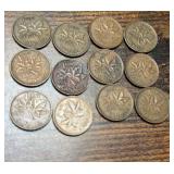 1940s & 1960s circulated Canadian one-cent coins