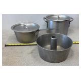 Aluminum Angel Food Cake Pan and Lidded Pots