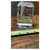 Etched Eagle on Heavy Glass Paperweight