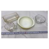 Pyrex Bowls, Measuring Cup and Bread Dish