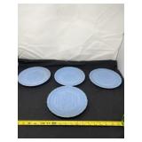 4 Fenton Powder Blue Milk Glass Plates