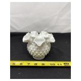 Fenton White Milk Glass Hobnail  Ruffled Rose