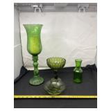 Green Bowl, Vases and Candy Dish