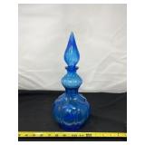 Mid Century Blue Glass Genie Decanter