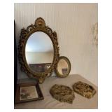 Two Mirrors, Framed Picture And Plaques