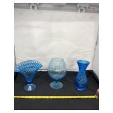 Blue Rossini Empoli Blue Diamond Print Art Glass