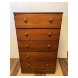 Warm Honey Pine Five Drawer Dresser