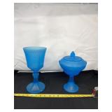 Indiana Glass Blue Frost Candy Dish
