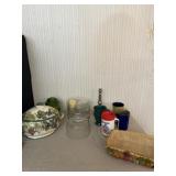 Basket, Gravy Bowl, Cups and all on Table