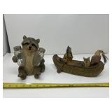 Indian on boat with Wolf and Eagle & More