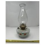 Hand-Painted Milk Glass Kerosene Oil Lamp