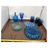 Blue Dishes, Cups, Egg Trays, Candy Dishes