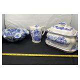 Blue And White Gravy Dish, & Electric Hot Pot