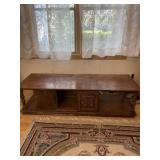 Vintage Wooden Coffee Table With Two Door Storage