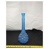 Azure Blue Hobnail Glass Vase