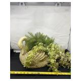 Resin Swan with Artificial Plants