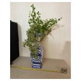 Blue and White Vase with broken piece on top