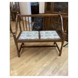 Wooden Spindle Back Settee Bench With Cushions