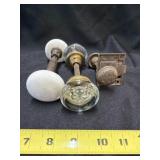 Antique Door Hardware Including Porcelain, Glass,