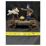 Vintage Cast Iron Magician and Dog on Rolling