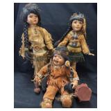 3 Porcelain Native American Dolls