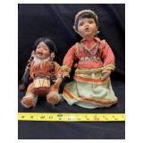 2 Porcelain Native Amaerican Dolls