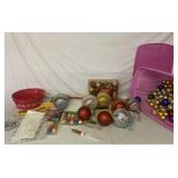 Tote With Lid and all Christmas Ornaments and