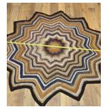 Handmade Crochet Star Rug Featuring a Concentric
