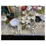 Cups, Plates, Planters and All on Table