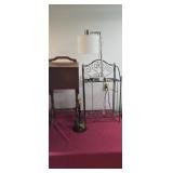 Wooden Standing Sewing Box, metal 2-tier folding