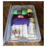 Tote with Lid and Different Colored Yarn