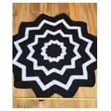 Handmade, Black-and-White Crocheted Star-Pattern