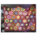 Handmade Grandmothers Flower Garden Quilt 64 x 80