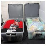 Two Small Totes With Lids and Yarn