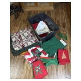 Tote With Lid and Christmas Towels, Blankets and