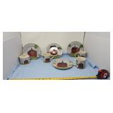 Warren Kimble BARNS Salad Plates ,Coffee Cups
