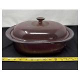 Corning Visions Cranberry 4 Quart Oval Roaster