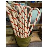 Yellow Barrel With Candy Cane Decorations