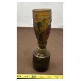 Amber Glass Oil Lamp Featuring a Faux