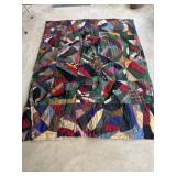 Vintage Crazy Handmade Quilt With Tares 59 x 75