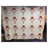 Repeating Basket Motif Quilt with Stains 67 x 82