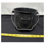 Black Speckled Enamel Ware Pot With Handle
