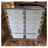 Storage Rack with Drawers and Cart on
