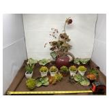 Artificial Plants and Ceramic Planter With Fake
