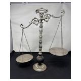 Decorated Metal and Wood Balance Scale