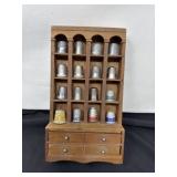 Mini Wood Cabinet Display with Thimbles