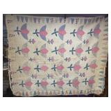 Handmade Appliquï¿½ Quilt Tulip and Across Motif