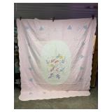 76 x 91 Handmade Pastel Flower Bouquet Quilt With